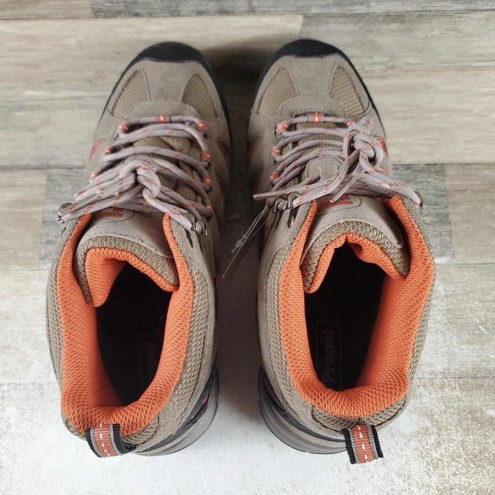 Propet Ridge Walker Mens Hiking Boots Sz 9.5 3E Gunsmoke Orange Waterproof Lace
